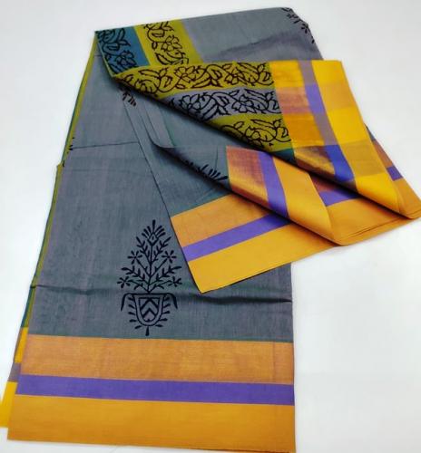PL Salem Sarees Hand Block Printed Saree